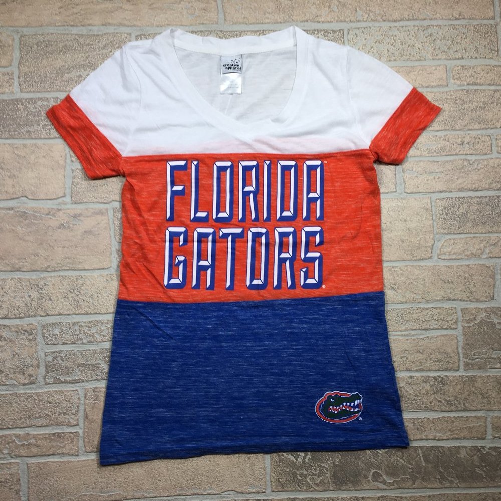 Florida Gators Colorblock V-Neck Tee - White/Orange/Blue